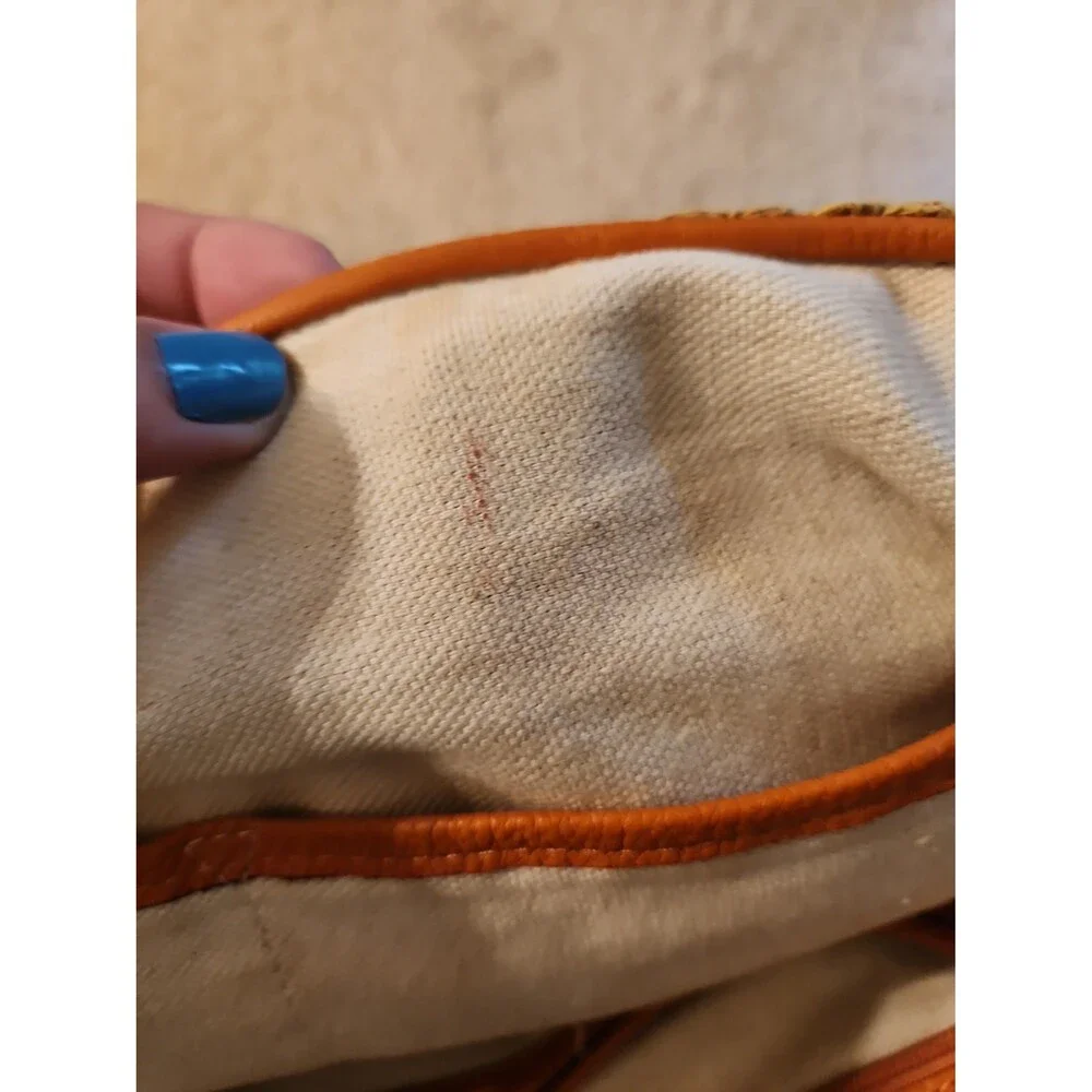 Michael Kors Brown Rattan Woven Tote Bag w/ Orange Straps